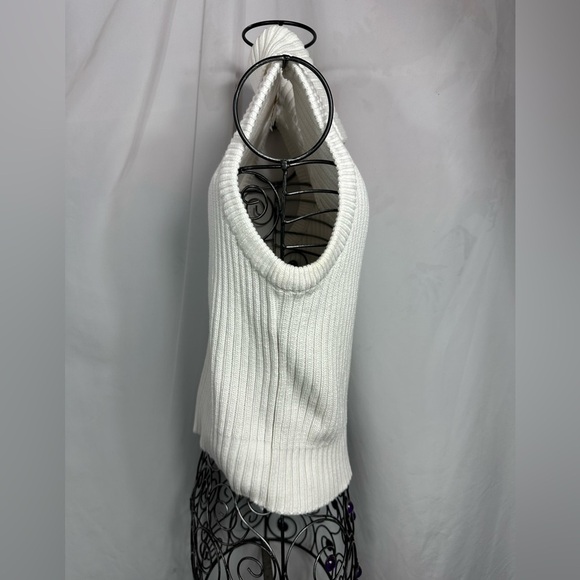 Von Saken white ribbed rhinestone zipper vest size S - Picture 7 of 9